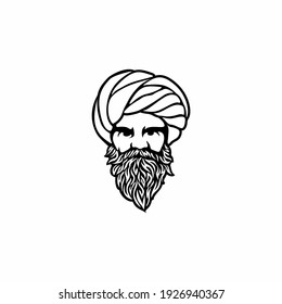 guru logo template design in outline style. Vector illustration.