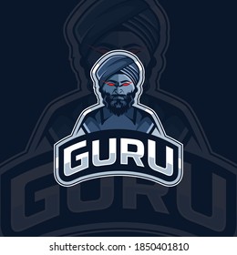Guru mascot esport logo design