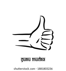 Guru mudra. Hand spirituality hindu yoga of fingers gesture. Technique of meditation for mental health.