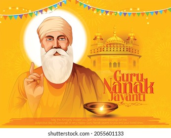 Guru Nanak Jayanti Birthday Illustration Guru Stock Vector (Royalty ...