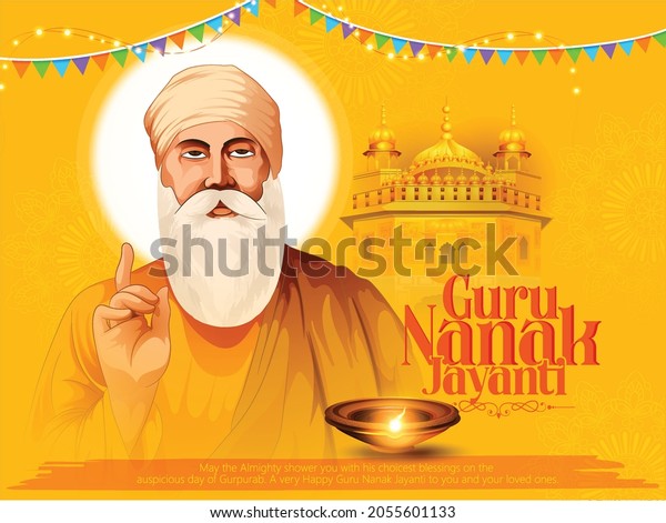 Guru Nanak Jayanti Birthday Illustration Guru Stock Vector (Royalty ...