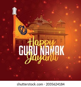 Guru nanak jayanti celebration card with golden temple