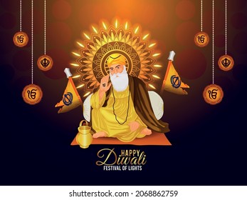 Tarjeta de saludo de la celebración Guru nanak jayanti con ilustración vectorial