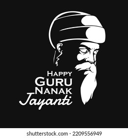 Guru Nanak Jayanti festival of Sikh celebration Happy Gurpurab. Black Background