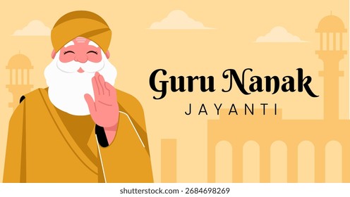 Guru Nanak Jayanti Flat Vector Illustration Design for Poster, Social Media or Banner