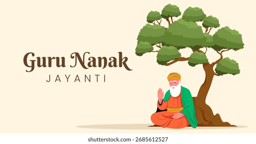 Guru Nanak Jayanti Design de Ilustração de Vetor Plano para Pôster, Mídia Social ou Banner