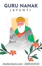 Guru Nanak Jayanti Design de Ilustração de Vetor Plano para Pôster, Mídia Social ou Banner