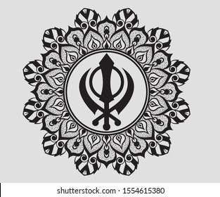 Guru Nanak jayanti graphic design, khanda vector mandala vector graphic design.