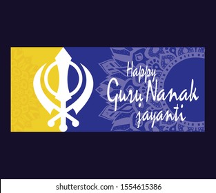 Guru Nanak jayanti graphic design, khanda vector mandala vector graphic design.