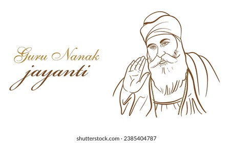 Guru nanak Jayanti Greeting card simple line art illustration