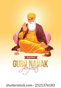 Guru Nanak Jayanti design de cartão de saudação. feliz guru nanak jayanthi festival. ilustração vetorial.