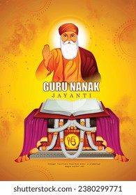 Guru nanak jayanti Gurpurab, also known as Guru Nanak's Prakash Utsav and Guru Nanak Jayanti,
Guru Nanak Jayanti festival of Sikh celebration background
