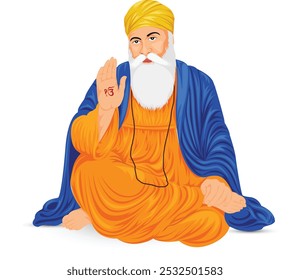 Arte vectorial del Gurú Nanak. Ilustración vectorial del Sijismo Gurú Nanak Dev Ji