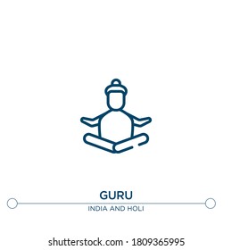 Guru Outline Vector Icon. Simple Element Illustration. Guru Outline Icon From Editable India Concept. Can Be Used For Web And Mobile
