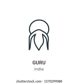 Guru outline vector icon. Thin line black guru icon, flat vector simple element illustration from editable india concept isolated on white background