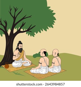 Vector de la tarjeta de felicitación Guru Purnima
