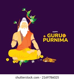 Festividad de Guru Purnima. Ilustración de Guru. 