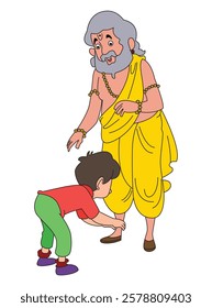 Guru Purnima illustration of blessing his boy