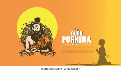 Guru Purnima is a Indian festival dedicated to spiritual and academic teachers, with hindi calligraphy poster,card,banner background.