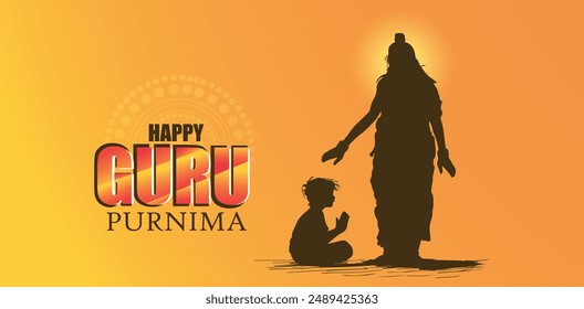 Guru Purnima is a Indian festival dedicated to spiritual and academic teachers, with hindi calligraphy poster,card,banner background.