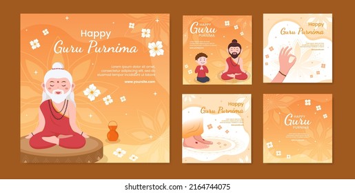 Guru Purnima of Indian Festival Post Template Social Media Flat Cartoon Background Illustration
