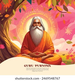 Guru Purnima Indian festival Social Media post in Hindi calligraphy text.
