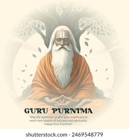 Guru Purnima Indian festival Social Media post in Hindi calligraphy text.
