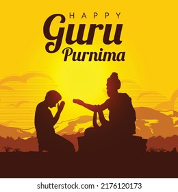 Guru Purnima (Poornima) Background, A Man Is Worshipping A Spiritual Teacher