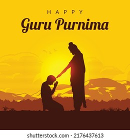 Guru Purnima (Poornima) Background, A Man Is Worshipping A Spiritual Teacher