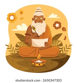 Guru Purnima Spiritual Meditation Illustration