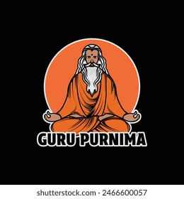 Guru Purnima Vector Illustration. July 3. Day Of Honoring Celebration Guru Purnima. Sticker, Poster, Banner, Greeting Card Template