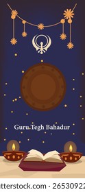 Guru Tegh Bahadur Jayanti Vector Story Templates - Sikh Faith Symbols