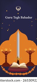 Guru Tegh Bahadur Jayanti Vector Story Templates - Sikh Faith Symbols