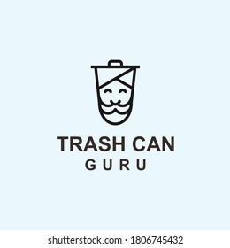 guru with trash can logo design vector silhouette illustration