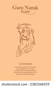 gurunanak jayanti face line drawing illustration vector