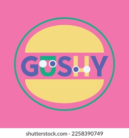 Gushy logo graphic design typography minimalist vector pink retro
