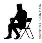 Guslar play gusle vector silhouette, traditional music instrument from Montenegro and Balkan. Balkan musician player and singer vector illustration. Folklore artist event.