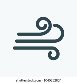 Gust, blow of wind, strong breeze weather vector icon