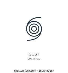 Gust icon. Thin linear gust outline icon isolated on white background from weather collection. Line vector sign, symbol for web and mobile