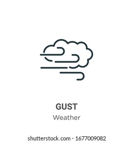 Gust outline vector icon. Thin line black gust icon, flat vector simple element illustration from editable weather concept isolated stroke on white background