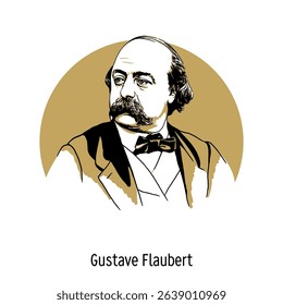 Gustave Flaubert was a French realist novelist, considered one of the greatest European writers of the 19th century. Hand drawn vector illustration