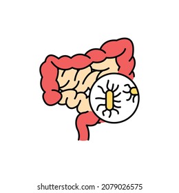 Gut bacteria color line icon. Human diseases.