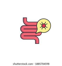 Gut bacteria icon, color, line, outline vector sign, linear style pictogram isolated on white. Symbol, logo illustration