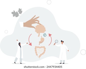 Gut brain axis as emotional feeling and bowel connection.flat vector illustration.
