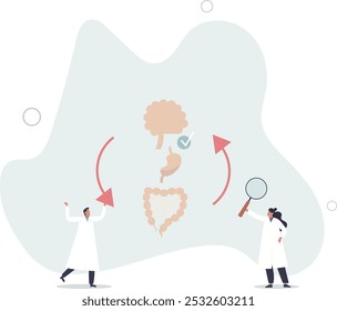 Gut brain axis as emotional feeling and bowel connection.flat design with people.