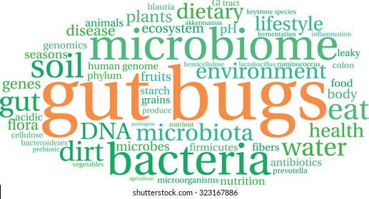 Gut Bugs Word Cloud On a White Background. 