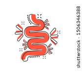 Gut constipation icon in comic style. Colitis vector cartoon illustration on white isolated background. Stomach business concept splash effect.