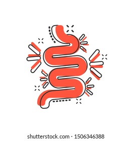 Gut Constipation Icon In Comic Style. Colitis Vector Cartoon Illustration On White Isolated Background. Stomach Business Concept Splash Effect.