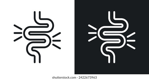 Darmverstopfungssymbol im Strichstil auf weißem Hintergrund.