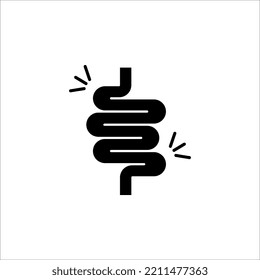 Diseño de icono de estreñimiento en el intestino,Icono de intestinos, símbolo del sistema de digestión ilustración vectorial de estilo plano. modificable por color